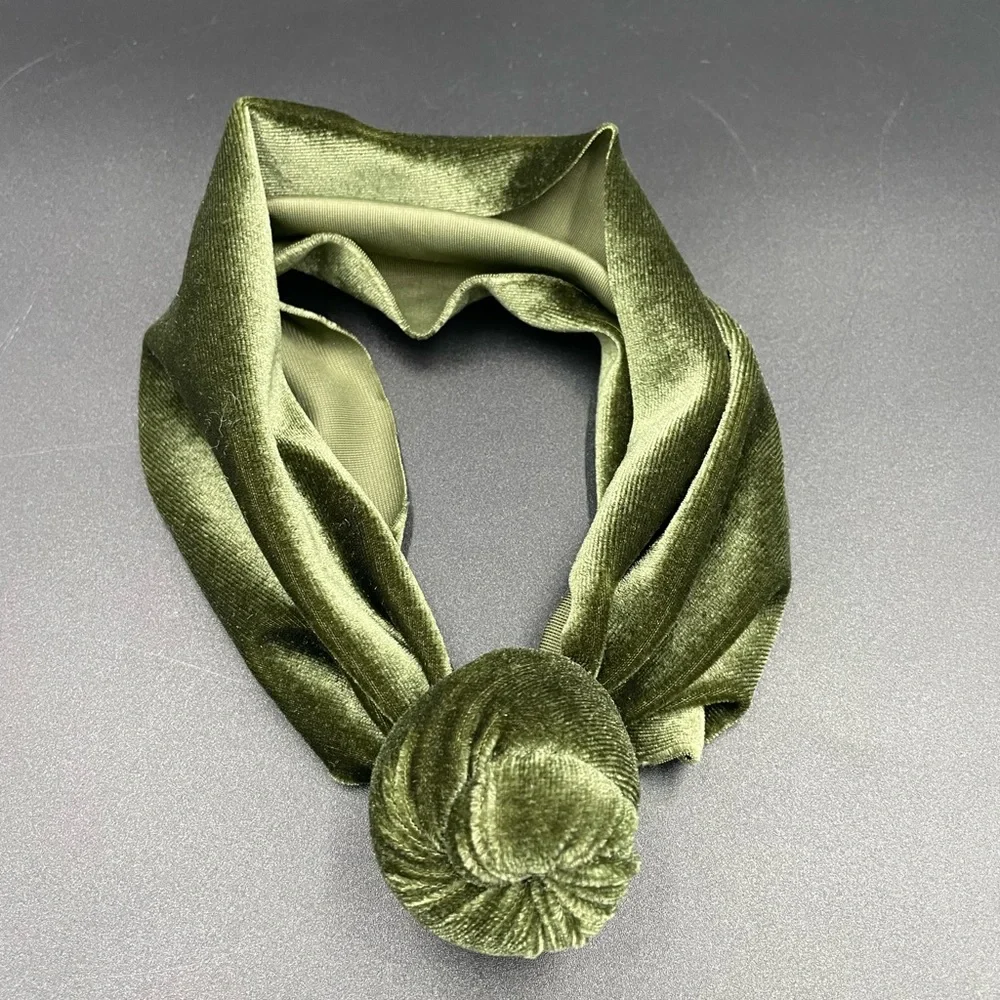 Girls Velvet Olive Green OS Knotted Headband